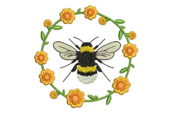 Bee Summer Embroidery Design