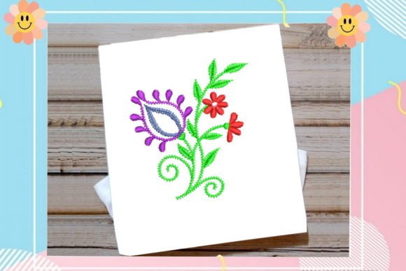 Purple and Red Flower Embroidery